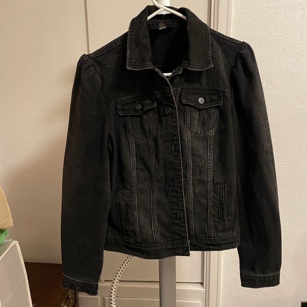 Inc Black Denim Jacket Size L